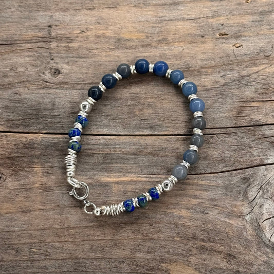 Sølv Armbånd med Kvarts (blå)