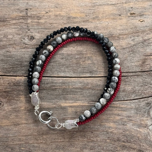 Sølv Armbånd med Jasper/Kvarts (sort)