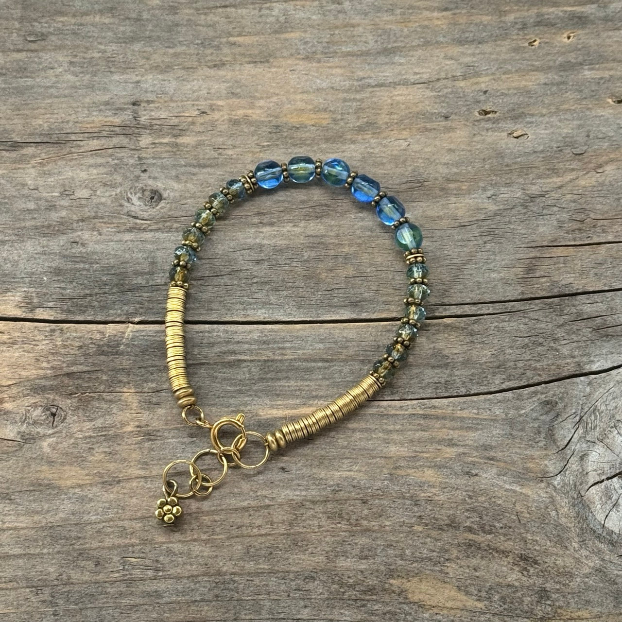 Messing Armbånd med Glass (dobbel)