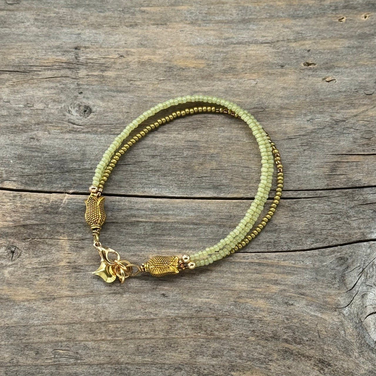 Messing Armbånd med Glass trippel