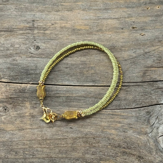Messing Armbånd med Glass trippel