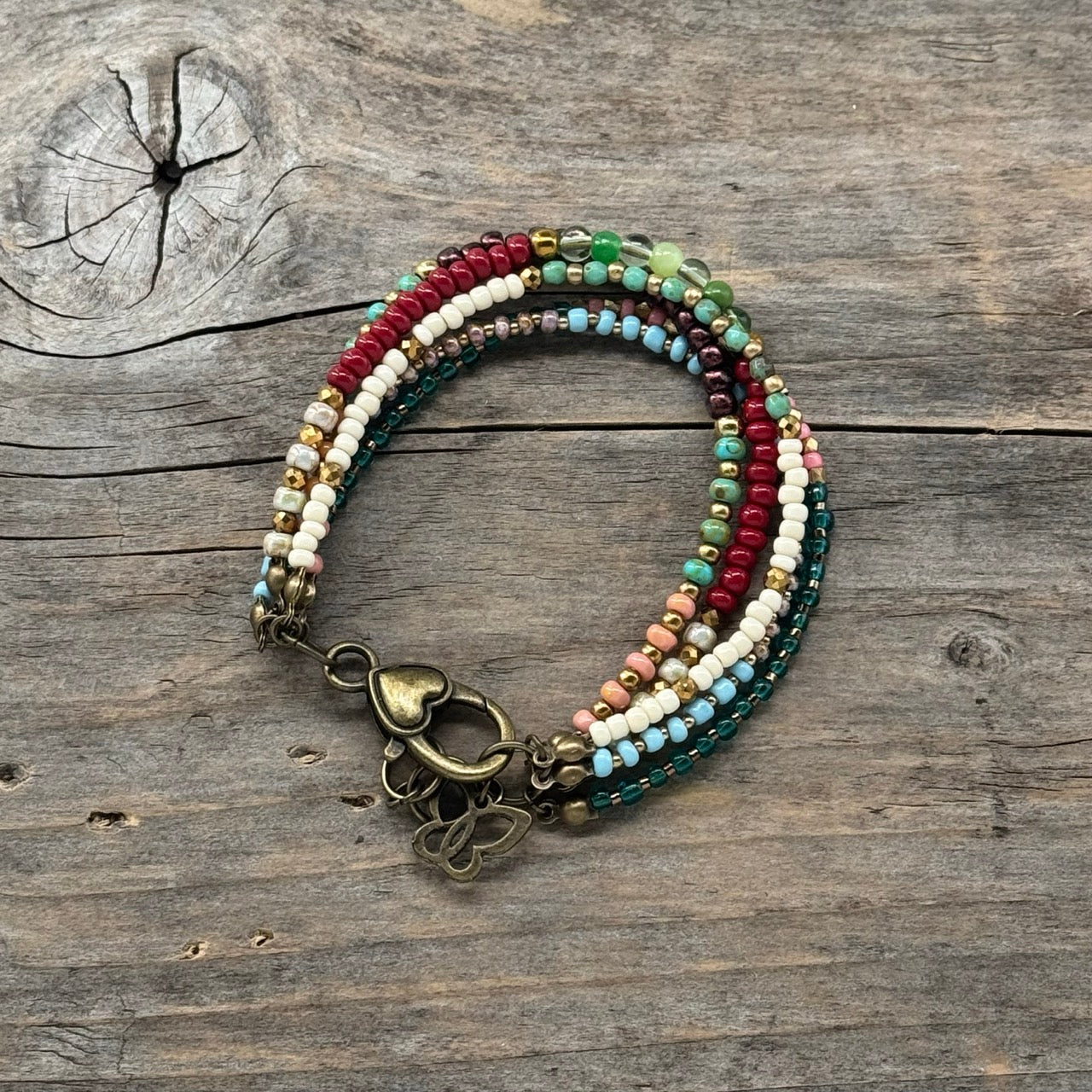 Messing Armbånd med Glass (5 rader)