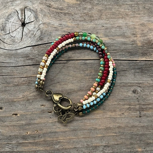 Messing Armbånd med Glass (5 rader)