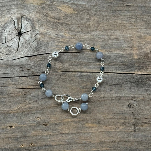 Sølv Armbånd med Kvarts (blå)/925