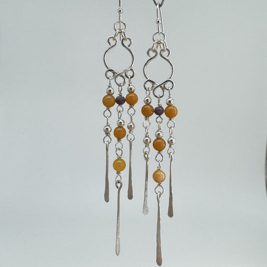 Sølv Chandelier med Jade/Rubin/Sølv kuler/Sølv wire