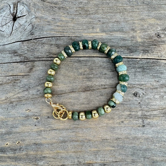 Messing Armbånd med Agat/Jade