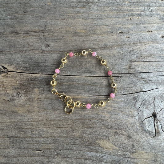 Messing Armbånd med Rhodonitt