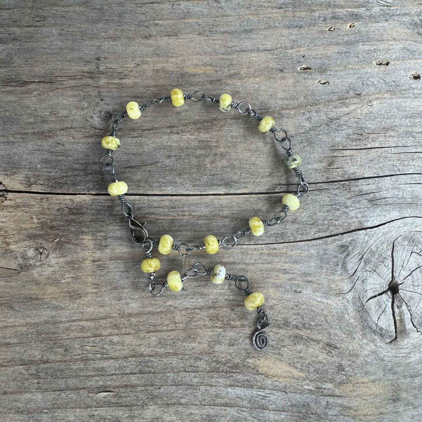 Gunmetal Armbånd med Jade